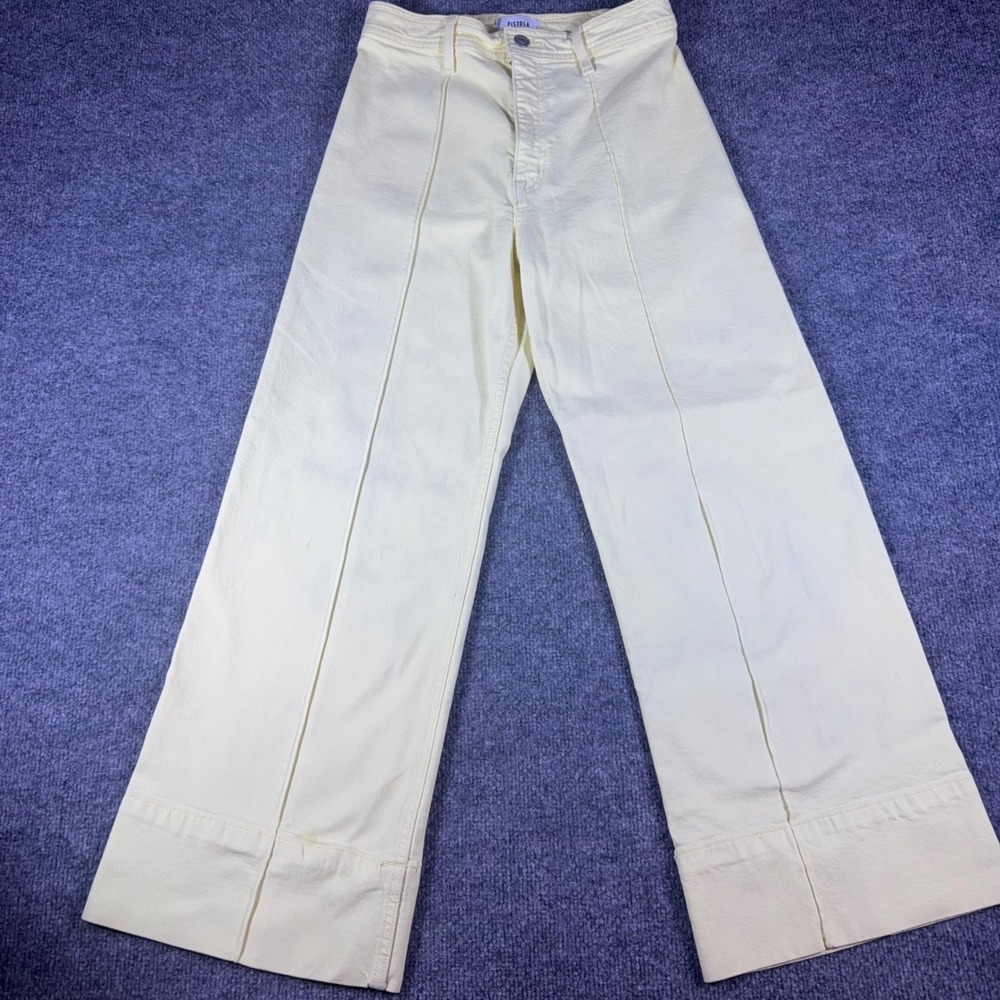 Pistola Womens High Rise Wide Leg Seam Detail Jeans Pale Yellow Size 27